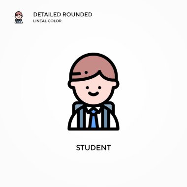 Öğrenci vektör simgesi. Modern vektör illüstrasyon kavramları. Düzenlemesi ve kişiselleştirmesi kolay.
