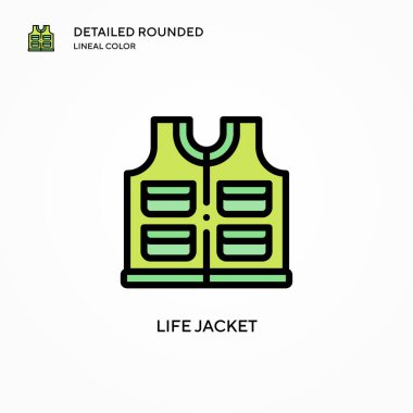 Can yeleği vektör simgesi. Modern vektör illüstrasyon kavramları. Düzenlemesi ve kişiselleştirmesi kolay.