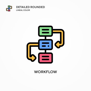 Çalışma akışı vektör simgesi. Modern vektör illüstrasyon kavramları. Düzenlemesi ve kişiselleştirmesi kolay.