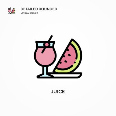 Meyve suyu vektörü ikonu. Modern vektör illüstrasyon kavramları. Düzenlemesi ve kişiselleştirmesi kolay.