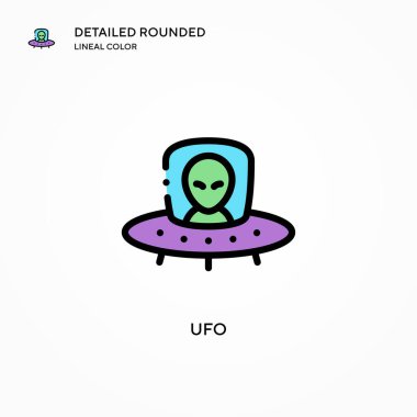 Ufo vektör simgesi. Modern vektör illüstrasyon kavramları. Düzenlemesi ve kişiselleştirmesi kolay.