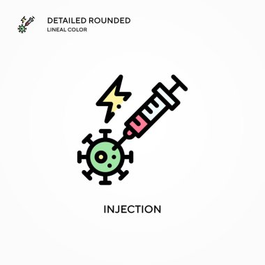 Enjeksiyon vektör simgesi. Modern vektör illüstrasyon kavramları. Düzenlemesi ve kişiselleştirmesi kolay.