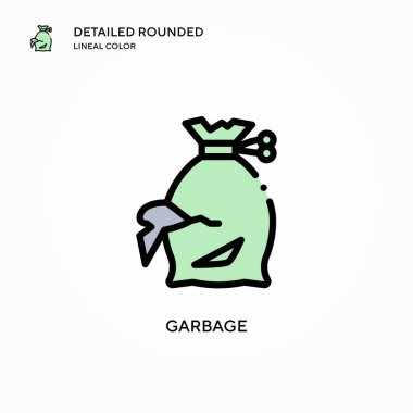 Çöp vektörü simgesi. Modern vektör illüstrasyon kavramları. Düzenlemesi ve kişiselleştirmesi kolay.