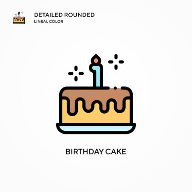 Doğum günü pastası ikonu. Modern vektör illüstrasyon kavramları. Düzenlemesi ve kişiselleştirmesi kolay.