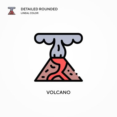 Volkan vektör simgesi. Modern vektör illüstrasyon kavramları. Düzenlemesi ve kişiselleştirmesi kolay.