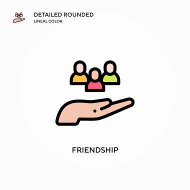 Dostluk vektör simgesi. Modern vektör illüstrasyon kavramları. Düzenlemesi ve kişiselleştirmesi kolay.