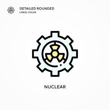 Nükleer vektör simgesi. Modern vektör illüstrasyon kavramları. Düzenlemesi ve kişiselleştirmesi kolay.