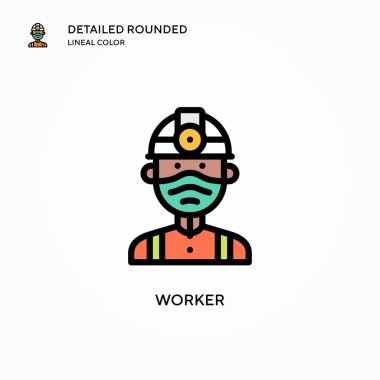 İşçi vektör simgesi. Modern vektör illüstrasyon kavramları. Düzenlemesi ve kişiselleştirmesi kolay.