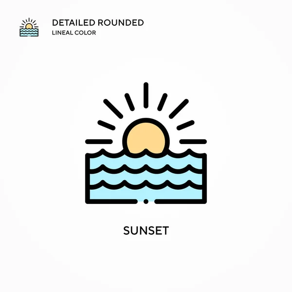 Sunset Vector Icon Modern Vector Illustration Concepts Easy Edit Customize — Stock Vector