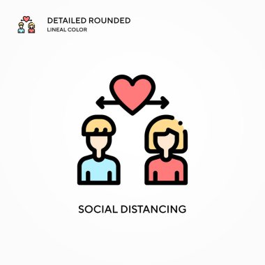 Sosyal uzaklık vektör simgesi. Modern vektör illüstrasyon kavramları. Düzenlemesi ve kişiselleştirmesi kolay.