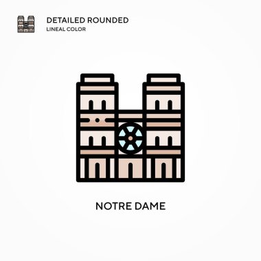 Notre dame vektör simgesi. Modern vektör illüstrasyon kavramları. Düzenlemesi ve kişiselleştirmesi kolay.