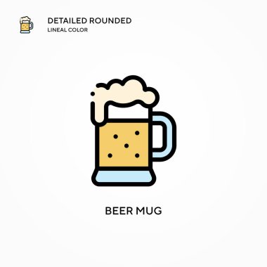 Bira kupası vektör simgesi. Modern vektör illüstrasyon kavramları. Düzenlemesi ve kişiselleştirmesi kolay.