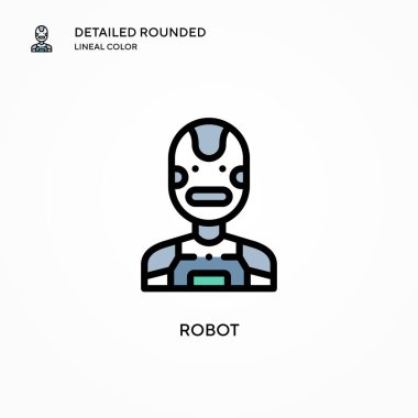 Robot vektör simgesi. Modern vektör illüstrasyon kavramları. Düzenlemesi ve kişiselleştirmesi kolay.