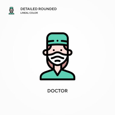 Doktor vektör simgesi. Modern vektör illüstrasyon kavramları. Düzenlemesi ve kişiselleştirmesi kolay.