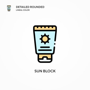 Güneş kremi vektör simgesi. Modern vektör illüstrasyon kavramları. Düzenlemesi ve kişiselleştirmesi kolay.
