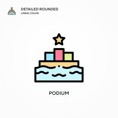 Podyum vektör simgesi. Modern vektör illüstrasyon kavramları. Düzenlemesi ve kişiselleştirmesi kolay.