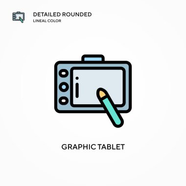 Grafik tablet vektör simgesi. Modern vektör illüstrasyon kavramları. Düzenlemesi ve kişiselleştirmesi kolay.