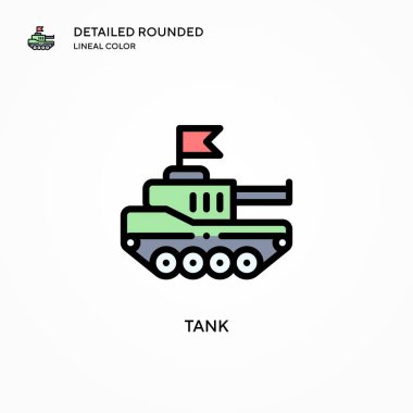Tank vektör simgesi. Modern vektör illüstrasyon kavramları. Düzenlemesi ve kişiselleştirmesi kolay.