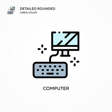 Bilgisayar vektör simgesi. Modern vektör illüstrasyon kavramları. Düzenlemesi ve kişiselleştirmesi kolay.