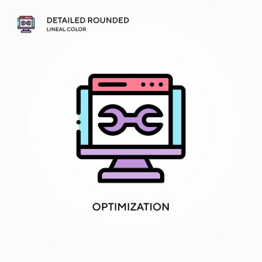 Optimizasyon vektör simgesi. Modern vektör illüstrasyon kavramları. Düzenlemesi ve kişiselleştirmesi kolay.