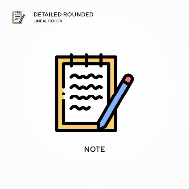Not vektör simgesi. Modern vektör illüstrasyon kavramları. Düzenlemesi ve kişiselleştirmesi kolay.