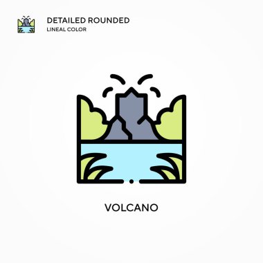 Volkan vektör simgesi. Modern vektör illüstrasyon kavramları. Düzenlemesi ve kişiselleştirmesi kolay.