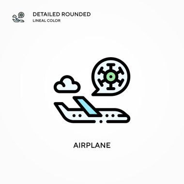 Uçak vektör simgesi. Modern vektör illüstrasyon kavramları. Düzenlemesi ve kişiselleştirmesi kolay.