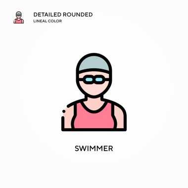 Yüzücü vektör simgesi. Modern vektör illüstrasyon kavramları. Düzenlemesi ve kişiselleştirmesi kolay.