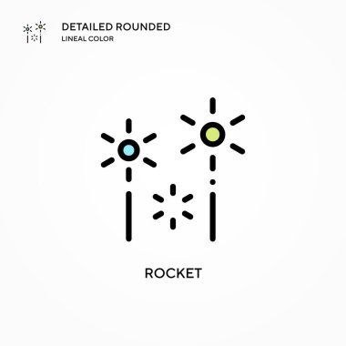 Roket vektör simgesi. Modern vektör illüstrasyon kavramları. Düzenlemesi ve kişiselleştirmesi kolay.
