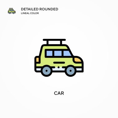 Araba vektör simgesi. Modern vektör illüstrasyon kavramları. Düzenlemesi ve kişiselleştirmesi kolay.