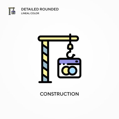 Yapım vektör simgesi. Modern vektör illüstrasyon kavramları. Düzenlemesi ve kişiselleştirmesi kolay.