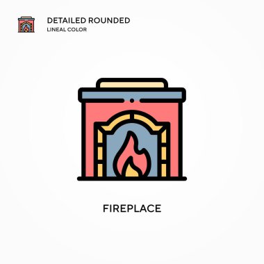 Şömine vektör simgesi. Modern vektör illüstrasyon kavramları. Düzenlemesi ve kişiselleştirmesi kolay.