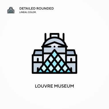 Louvre Müzesi vektör simgesi. Modern vektör illüstrasyon kavramları. Düzenlemesi ve kişiselleştirmesi kolay.