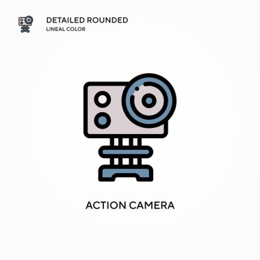 Kamera vektör simgesi. Modern vektör illüstrasyon kavramları. Düzenlemesi ve kişiselleştirmesi kolay.