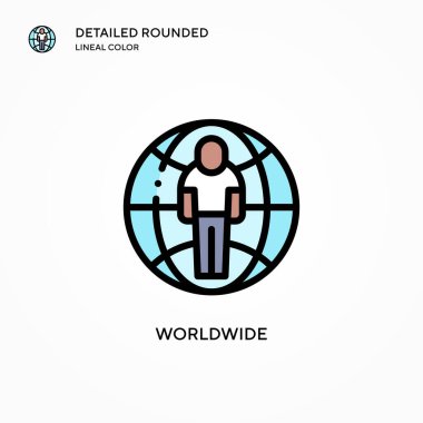 Dünya çapında vektör simgesi. Modern vektör illüstrasyon kavramları. Düzenlemesi ve kişiselleştirmesi kolay.