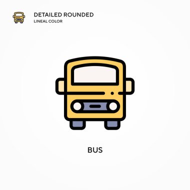 Otobüs vektör simgesi. Modern vektör illüstrasyon kavramları. Düzenlemesi ve kişiselleştirmesi kolay.