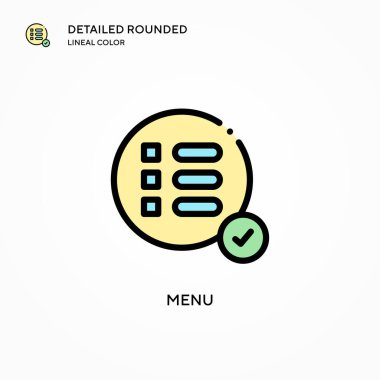 Menü vektör simgesi. Modern vektör illüstrasyon kavramları. Düzenlemesi ve kişiselleştirmesi kolay.