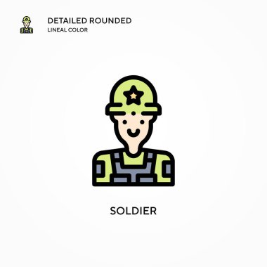 Asker vektör simgesi. Modern vektör illüstrasyon kavramları. Düzenlemesi ve kişiselleştirmesi kolay.