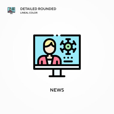 Haber vektörü simgesi. Modern vektör illüstrasyon kavramları. Düzenlemesi ve kişiselleştirmesi kolay.
