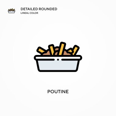 Poutine vektör simgesi. Modern vektör illüstrasyon kavramları. Düzenlemesi ve kişiselleştirmesi kolay.