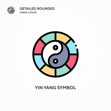 Yin yang sembolü vektör simgesi. Modern vektör illüstrasyon kavramları. Düzenlemesi ve kişiselleştirmesi kolay.