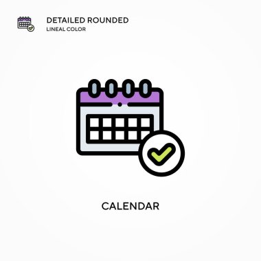 Takvim vektör simgesi. Modern vektör illüstrasyon kavramları. Düzenlemesi ve kişiselleştirmesi kolay.