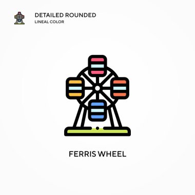 Dönme dolap vektör simgesi. Modern vektör illüstrasyon kavramları. Düzenlemesi ve kişiselleştirmesi kolay.