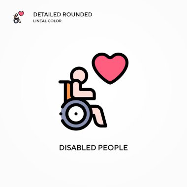 Engelli insanlar vektör simgesi. Modern vektör illüstrasyon kavramları. Düzenlemesi ve kişiselleştirmesi kolay.