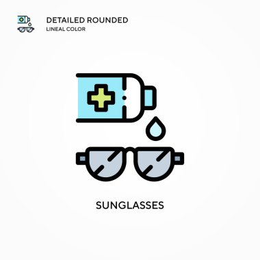 Güneş gözlüğü vektör simgesi. Modern vektör illüstrasyon kavramları. Düzenlemesi ve kişiselleştirmesi kolay.