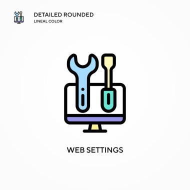 Web ayarları vektör simgesi. Modern vektör illüstrasyon kavramları. Düzenlemesi ve kişiselleştirmesi kolay.