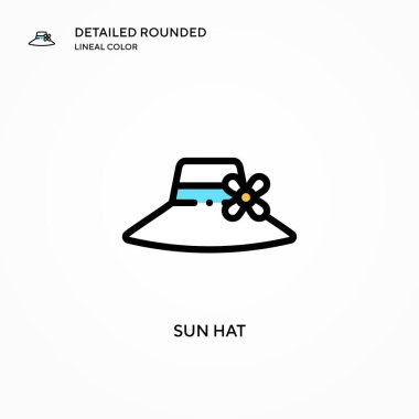 Güneş şapkası vektör simgesi. Modern vektör illüstrasyon kavramları. Düzenlemesi ve kişiselleştirmesi kolay.