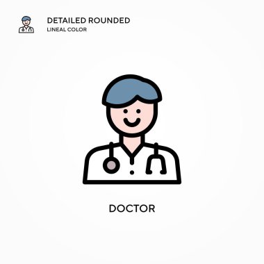 Doktor vektör simgesi. Modern vektör illüstrasyon kavramları. Düzenlemesi ve kişiselleştirmesi kolay.
