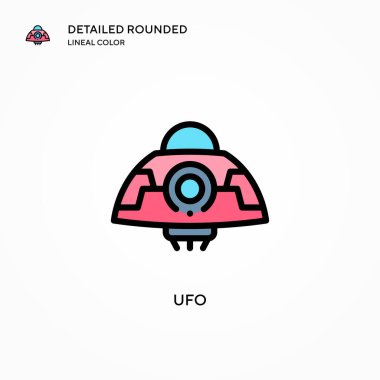 Ufo vektör simgesi. Modern vektör illüstrasyon kavramları. Düzenlemesi ve kişiselleştirmesi kolay.
