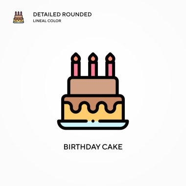 Doğum günü pastası ikonu. Modern vektör illüstrasyon kavramları. Düzenlemesi ve kişiselleştirmesi kolay.